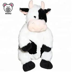 Children OEM Custom Soft Plush White Cow Kids Backpack School Bag 2018 New Design 3D Cartoon Stuffed Toy Kids Animal Backpack