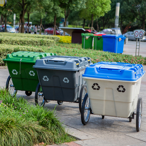 Volume de 400 litres en plastique déchets peut poussière container avec quatre roues - Product Image 2