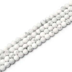 Đá Thô Howlite Tròn 8Mm Bán Sỉ Trực Tiếp Từ Nhà Máy Đá Quý Nhập Khẩu Màu Trắng Nóng