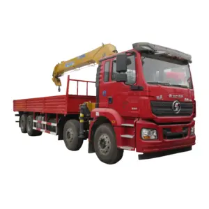 Shacman 8x4 12 wheeler 375hp 8m flache lkw hydraulische hebe teleskop boom lkw kran 14 tonnen 16 ton