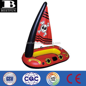 Bote <span class=keywords><strong>Pirata</strong></span> Inflable de PVC con Vela, Flotador de <span class=keywords><strong>Piscina</strong></span> Portátil de Plástico para Niños, Balsa Flotante - Product Image 2