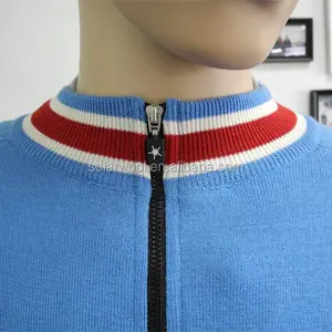 Proveedor nueva moda Otoño de punto de talla grande pura lana merino para hombre con cremallera completa suéter de manga larga sin capucha