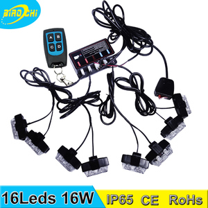 STROBE tráfico Advisor 12/24 voltios 16 w impermeable LED mini Grille advertencia luces con control remoto inalámbrico - Product Image 1