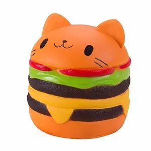 定制软糖玩具Mskwee巨型食品软糖猫汉堡奶油香味缓慢上升软糖魅力儿童和成人玩具