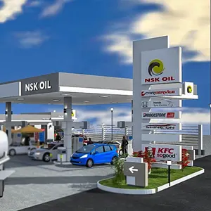 Station de remplissage essence pliante, signalisation publicitaire, led, canopée pour station essence à vendre