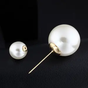 High Quality Vintage Style Clear Plated Double Head Imitation Pearl Big Brooch Wedding Accessories