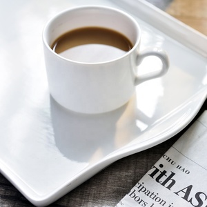 Gốm hình chữ nhật đồng bằng màu trắng phục vụ khay cho nhà hàng biểu tượng tùy chỉnh sứ dài tấm - Product Image 6