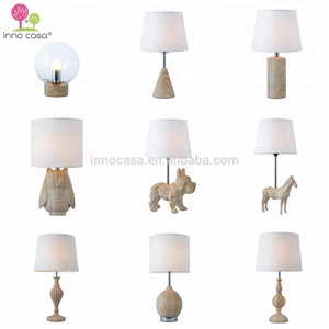 OEM Indoor Modern White Fabric Shade Wood Pattern 3D Dog Animal Light Decoration Table Lamp Lighting - Product Image 1