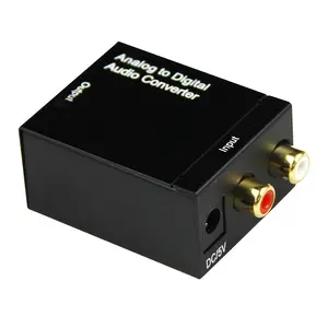 Adaptador rca l/r analógico para digital, fonte óptica spdif/coaxial analógica para adaptador de conversor de áudio