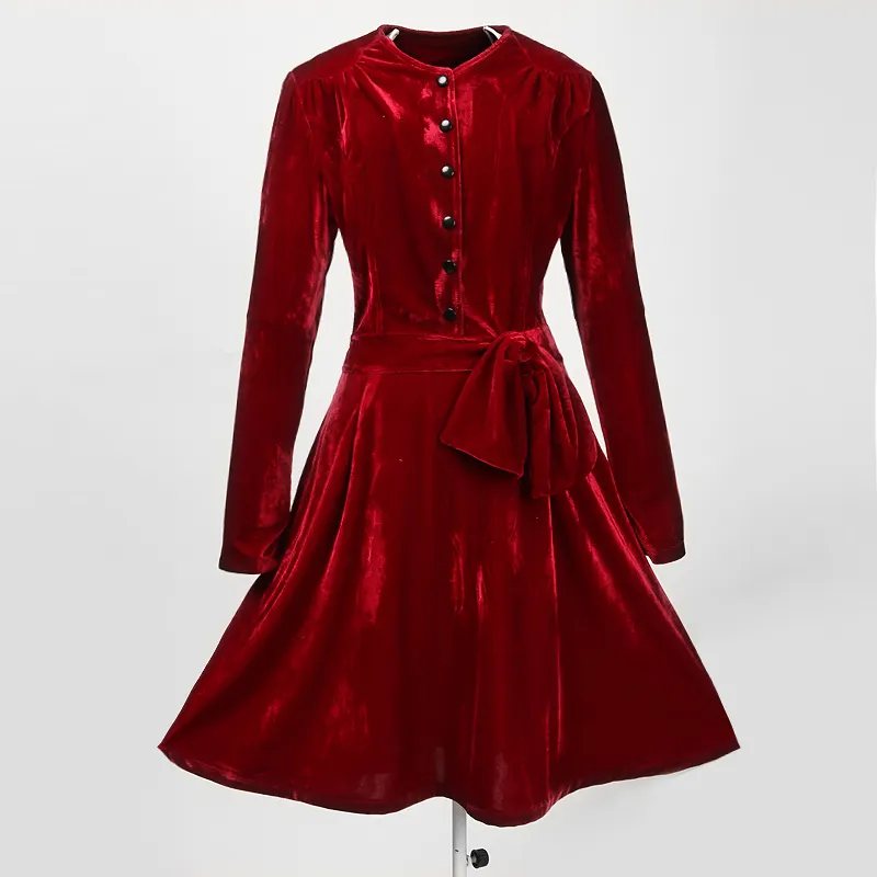kleine MOQ Mindest Hersteller Kleidung 60er UK Designer red langes Hülsenkleid 50er jahre kleider kaufen