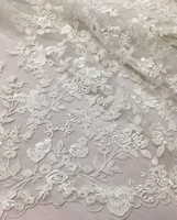 Tela de Tul con Lentejuelas Bordadas Offwhite para Vestidos de Novia, Bolsos y Zapatos, Poliéster y Algodón, Ligera y Resistente a Desgarros