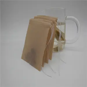 Bolsas de té de papel de filtro sin blanquear desechables biodegradables verdes de alta calidad, proveedor de china, con cadena