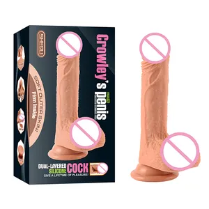 8 inch Realistic Liquid Double Layer Silicone artificial rubber Dildo Lifelike penis for girl sex toy dildo boxes for packaging