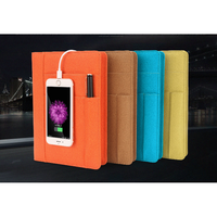 Carnet de notes A5 en cuir PU, banque d'énergie, carnet de notes sans fil, planificateur avec USB