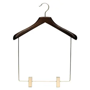 Long clips drop bar wooden multi pant hanger for pants with clips