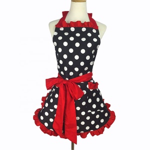 Duolai <span class=keywords><strong>Fancy</strong></span> Nieuw Design Groothandel Katoenen Keukenjurk Rood Polka Dot Schort Voor Vrouwen - Product Image 1