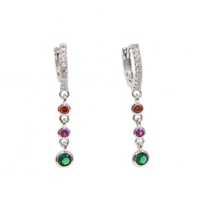 Promotion Colorful Round Dot Cz Tassel <strong>Gold</strong> Silver Plated Fashion Trendy Women <strong>Dangle</strong> <strong>Earring</strong> - Product Image 2