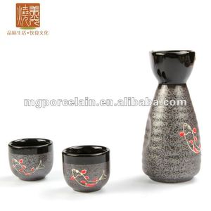 Japon el baskı porselen <span class=keywords><strong>sake</strong></span> şişe ve seti ve fincan siyah <span class=keywords><strong>sake</strong></span> set balık E512-O-0061 - Product Image 4