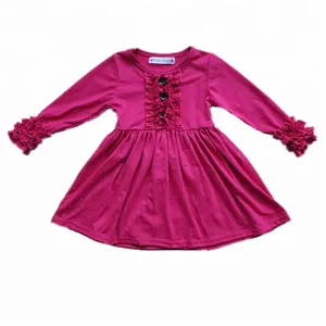 Autumn and Winter Baby Girl Multi Colors Cotton Dress Icing Long Sleeves Frock Designs Kids Dress