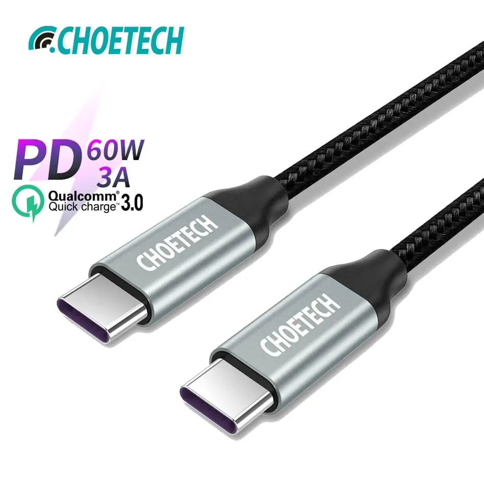 CHOETECH USB Type-c Câble de Données de Charge Rapide USB Type C Câble De Type C pour Samsung S10 Mobile câbles téléphoniques pour ChromeBook