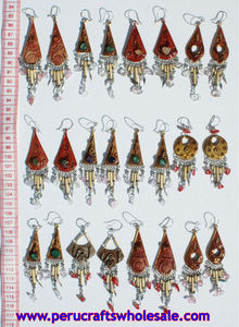 Boucles d'oreilles pendantes de mode péruvienne fabriquées à la main Cristaux de bambou en céramique - Product Image 2