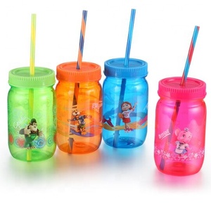 Lọ Mason Nhựa 500 Ml Có Nắp Và Ống Hút Lọ Mason Nhựa Tùy Chỉnh Có Logo - Product Image 2
