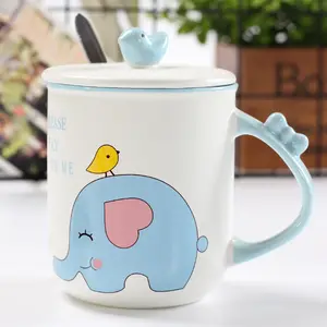 Nuovo cartone animato in ceramica 3d elefante 12oz tazza di latte acqua animale creativo bianco tazza da tè per bambini