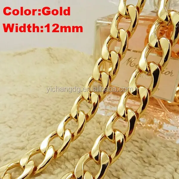 حزام سلسلة ذهبية بالجملة لحقيبة اليد ، عرض 11 مللي متر ، سلسلة ذهبية بوزن 316L من الفولاذ المقاوم للصدأ