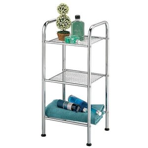 Three Tier <b>Metal</b> Storage Rack Rust Resistant Bathroom <b>Shelf</b> Minimalist Design Standing Type Wire Shelving <b>Unit</b> - Product Image 5