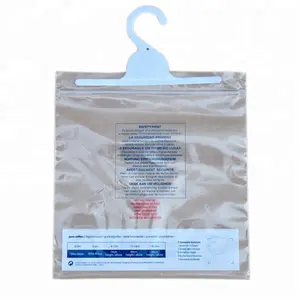 Embalagem personalizada do polibag do cabide sacos para as roupas saco plástico com gancho de pendurar