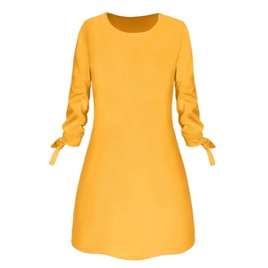 Di Colore Solido di modo Casuale O-Collo Allentato Abiti 3/4 Dell'arco Del Manicotto Elegante Donna Abiti Più Il <span class=keywords><strong>Vestito</strong></span> Da Formato - Product Image 3