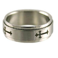 Anneau Spinner de prière du Seigneur en acier inoxydable classique unique en noir plaqué ion