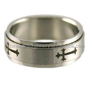 Classical Unique Stainless Steel Lord's Prayer <strong>Spinner</strong> <strong>Ring</strong> in Black Ion-Plated - Product Image 6