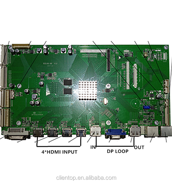 B8 4*HDM in+DP loop+vbyone+lvds 60Hz 4k splicing driver board video wall controller