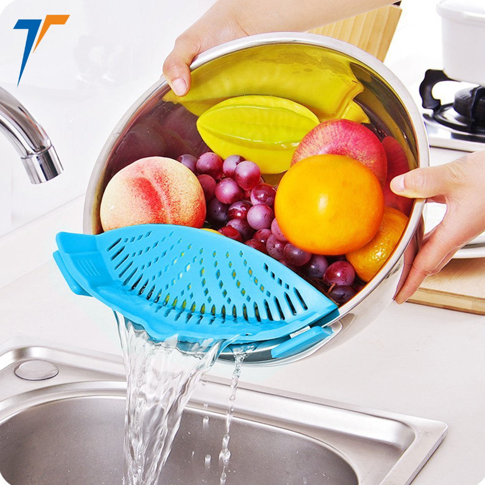 Силиконовый кухонный дуршлаг с застежкой, ситечко для пищевых продуктов для спагетти, макаронных изделий, земляной говяжьей смазки, кастрюль, сковородок и Мисок