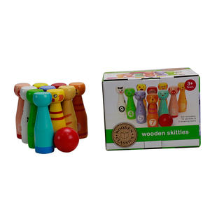 Coperta <span class=keywords><strong>Per</strong></span> <span class=keywords><strong>Bambini</strong></span> All'aperto Set <span class=keywords><strong>Bowling</strong></span> di Legno Animale Gioco di <span class=keywords><strong>Bowling</strong></span> Set <span class=keywords><strong>per</strong></span> I <span class=keywords><strong>Bambini</strong></span> con 10 Perni di Legno e Due Palle - Product Image 6