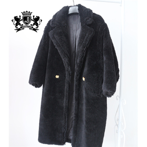 JANEFUR Teddy Style nouveau surdimensionné véritable fourrure d'agneau veste femmes fourrure hiver naturel véritable laine agneau fourrure longs manteaux - Product Image 3