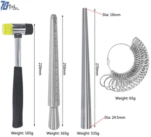 4 Cái/bộ Máy Phóng To Nhẫn Stick Mandrel Xử Lý Búa Vòng Sizer Đo Ngón Tay