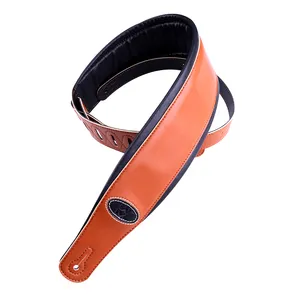 Groothandel 3 Inch Breed Custom Modieuze Bruin Zachte Kledingstuk Leer Gitaar Bas Strap