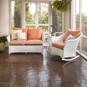 weekend retraite rocker dînette canapé en rotin avec coussins - Product Image 1