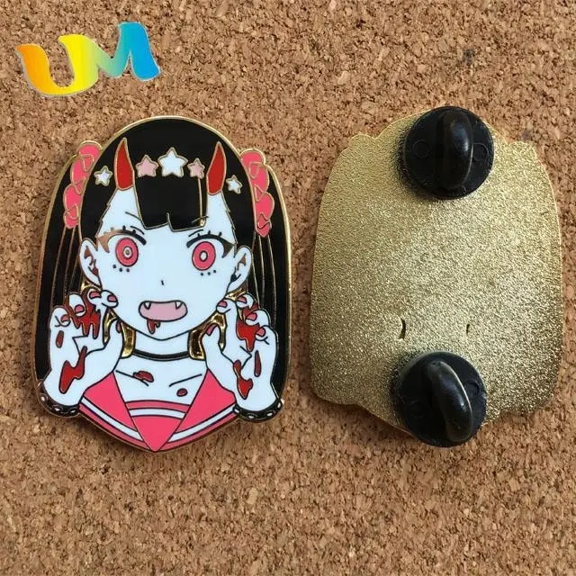 Pin de solapa de esmalte Duro Personalizado, pin de esmalte de fundición a presión con poste de metal