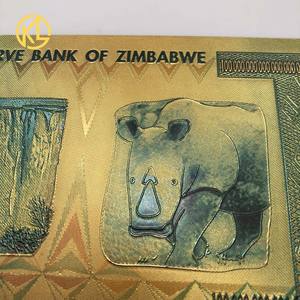 1000 Pezzi/Lotto Banconota da Cento Quintilioni di Dollari dello Zimbabwe in Oro 24K con Rinoceronte per Souvenir e Collezione - Product Image 5