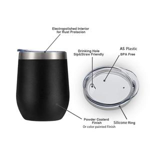 <span class=keywords><strong>Verre</strong></span> à vin Double paroi 12oz avec jante en acier inoxydable, gobelet à vin sans pieds - Product Image 2