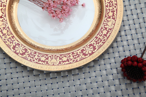 Européenne style os assiette en porcelaine En Relief <span class=keywords><strong>or</strong></span> rouge ovale de table os assiette en porcelaine - Product Image 2