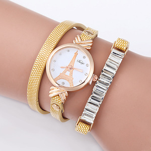 Duoya marca reloj mujeres moda Torre Eiffel cristal pulsera de piedras preciosas reloj chica clásico vintage señora reloj - Product Image 3