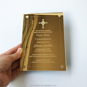 Espejo dorado acrílico para primera comunión, bautismo, bautizo, tarjeta de invitación, 5x7 pulgadas, 100 Uds. Por lote - Product Image 5