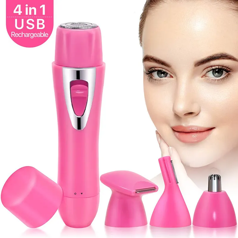 2019 New 4 in 1 Electric Facial Eyebrow Epilator Ear And Nose Hair Trimmer for Women