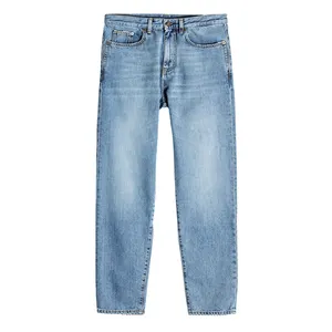 Custom brand China factory made cheap price dirty blue wash loose casual jeans mens stock ripped stretchly denim trousers