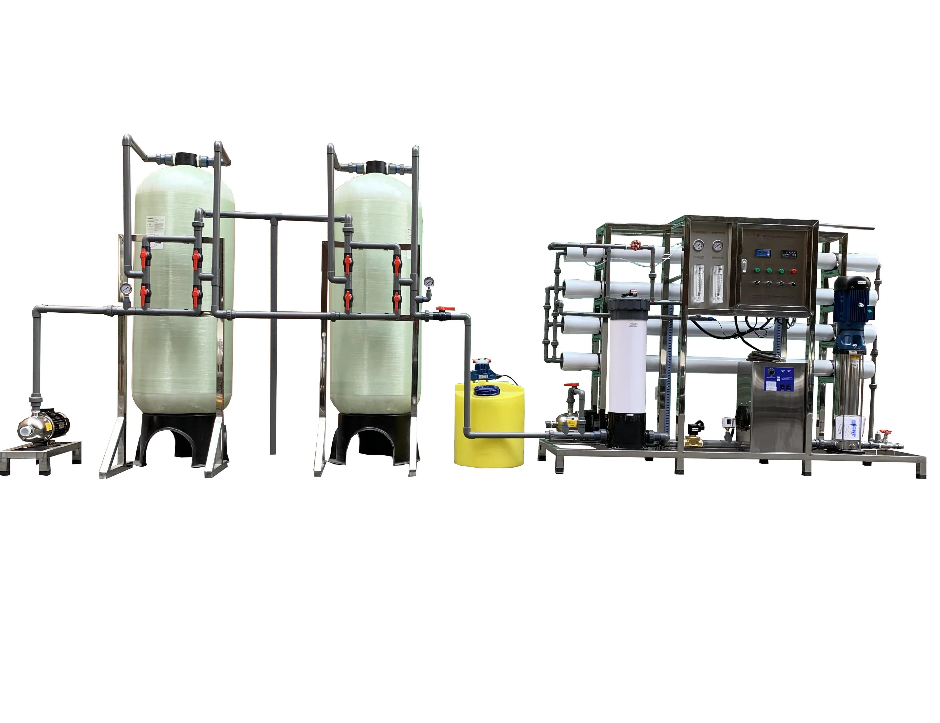 2000L/H Filtrasi Osmosis Terbalik Komersial Peralatan Perawatan Air Braket Garam Sumur Sistem Desalinasi Ro