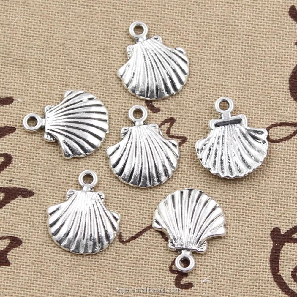 Seashell-charme Antike Tibetanische Silberne Ozean Themen Shell anhänger charme